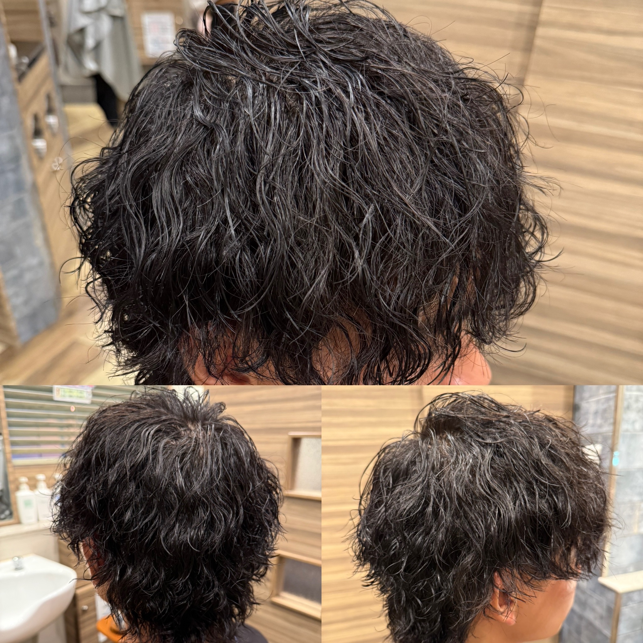 波巻きツイストスパイラルパーマウルフマッシュ
