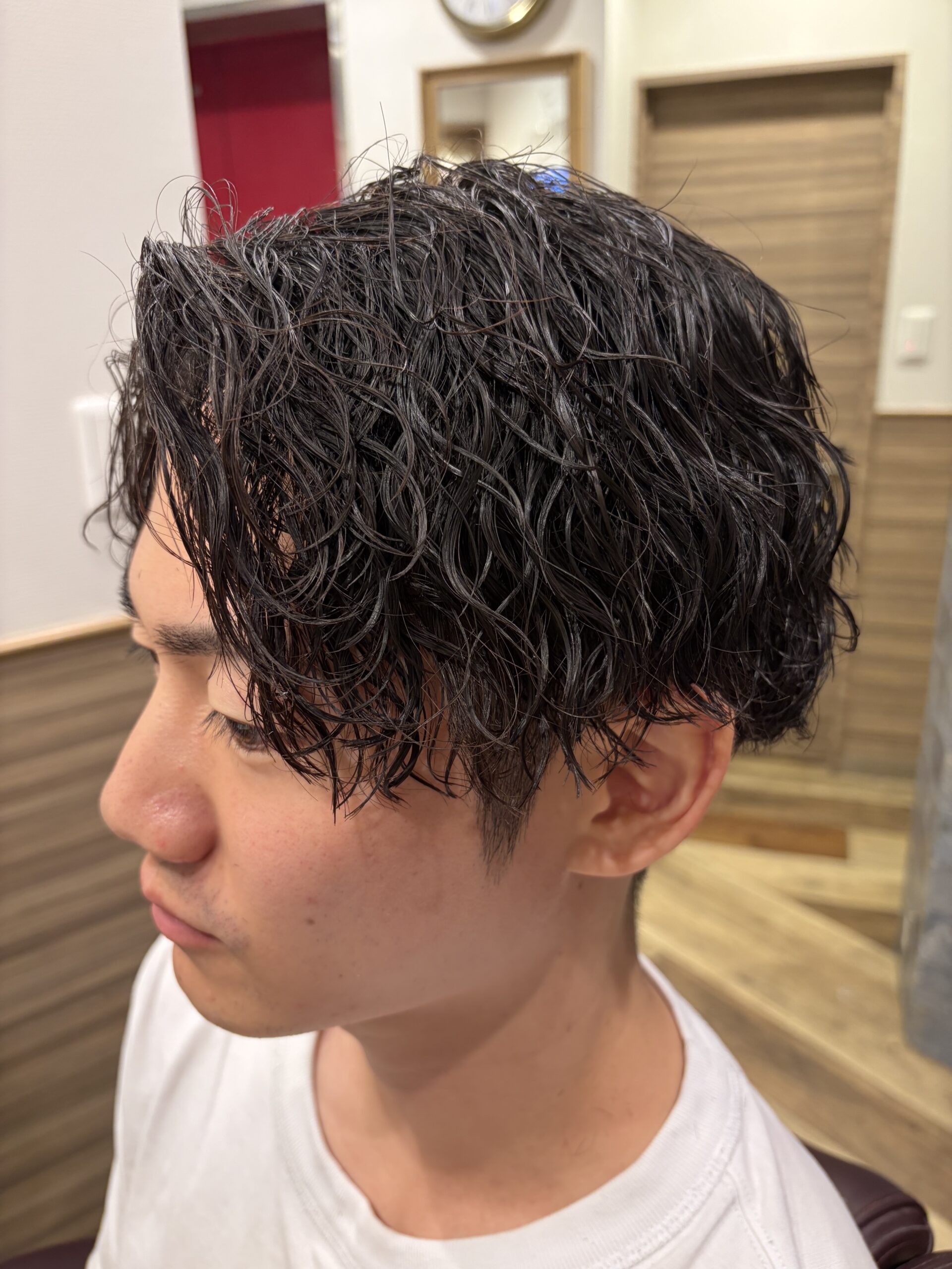 ビジネス◎ツーブロックミディアムパーマ大人かっこいい