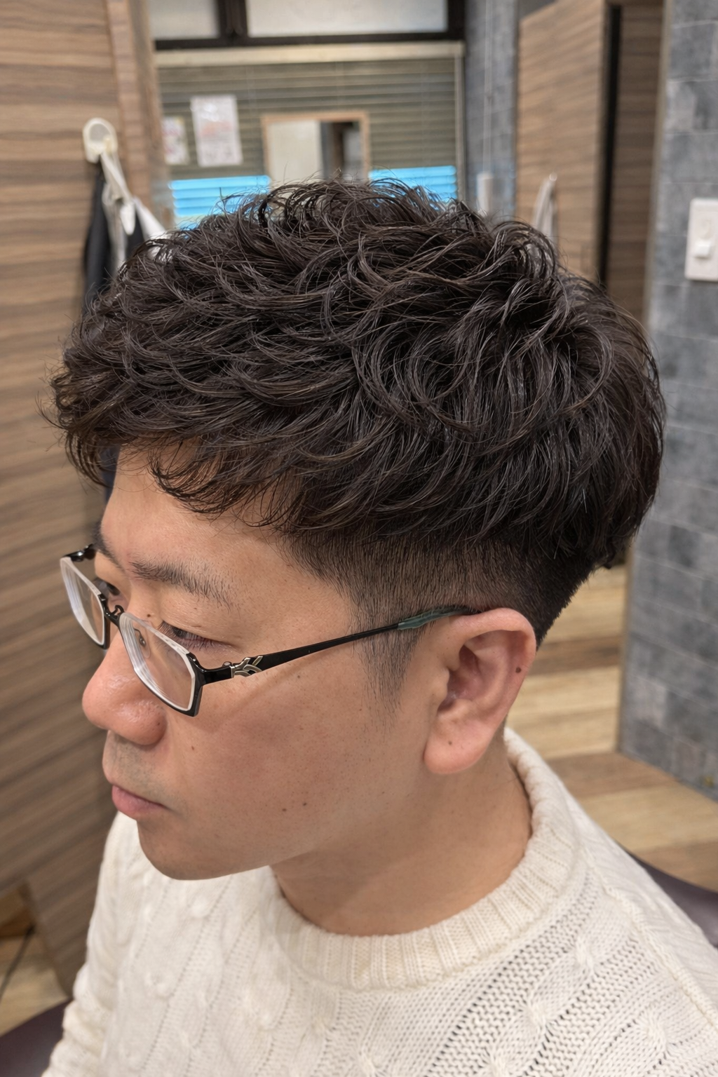 ナチュラル毛束感ショートパーマツーブロック刈り上げ
